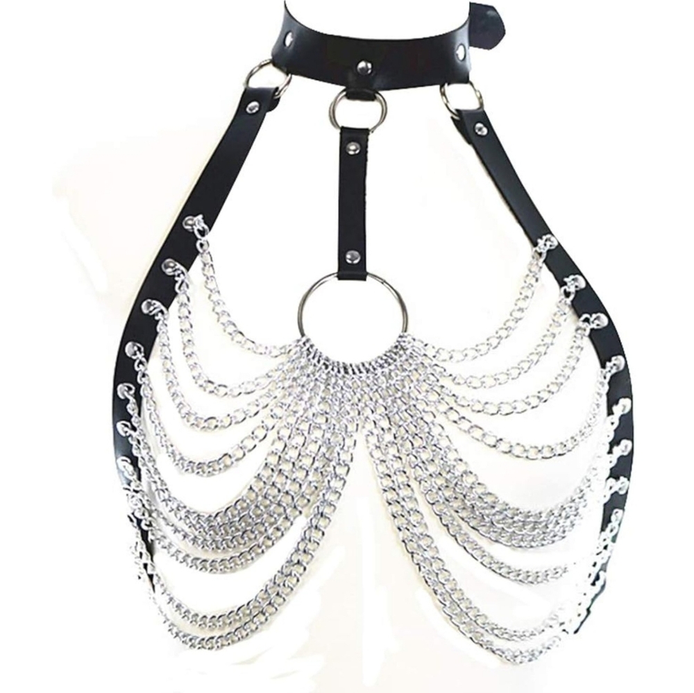 Goth leather hollow bra
